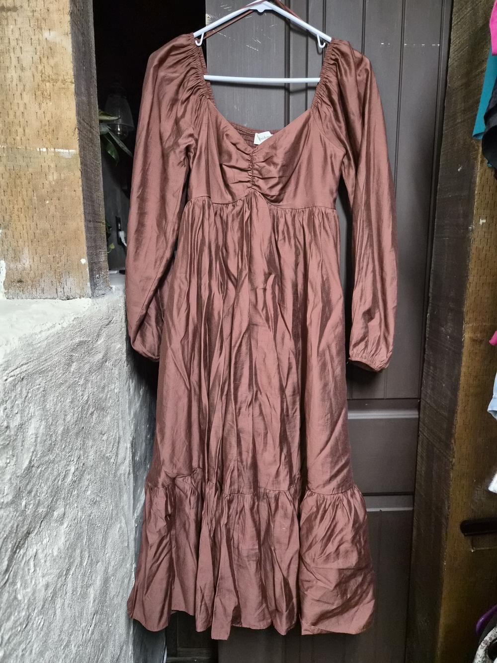 Bohme Long Sleeve Rust Brown Women's Maxi Dress
